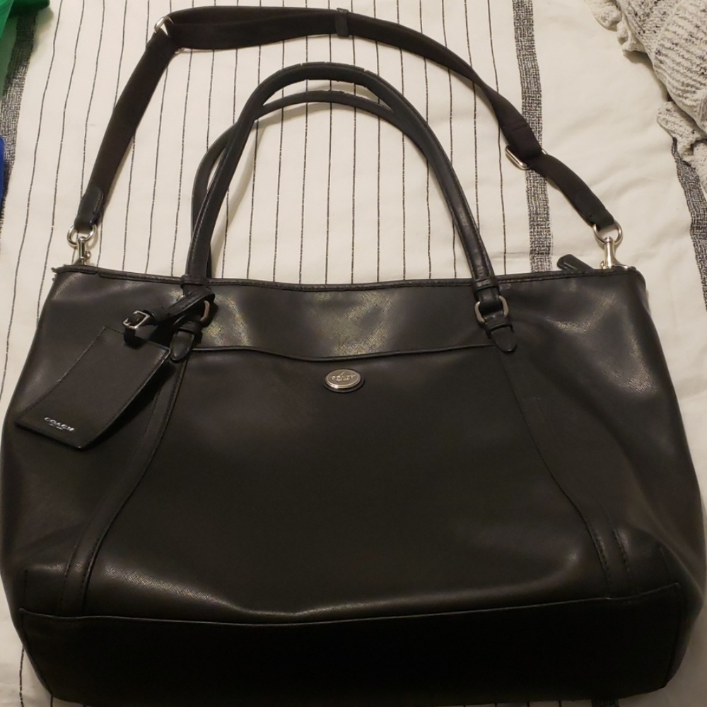 Coach authentic large leather black tote